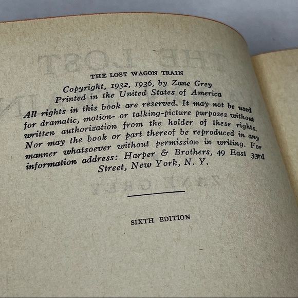 The Lost Wagon Train by Zane Grey Harper & Brothers Western Hardback 1936 - Picture 4 of 11